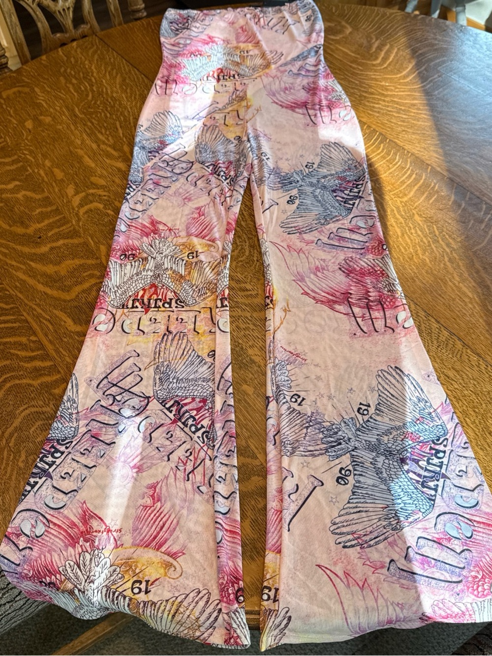 Fashion Nova Pink Multi Print Flared Jumpsuit